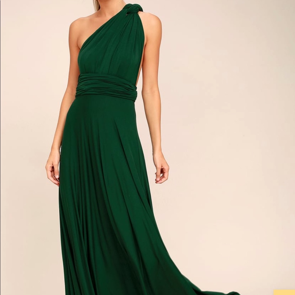 Lulus Tricks of the Trade forest green maxi dress